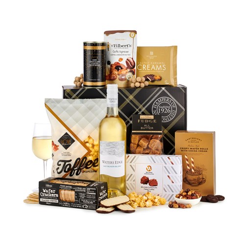 Sip and Snack With White Wine Hamper- Fast Shipping